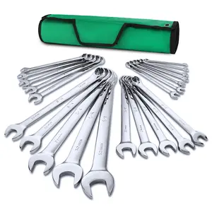 #fathersdaygift SK Combination Wrench Set, Metric 6 to 32mm, 22-Count, SuperKrome Finish, Premium CR-V Construction, with Rolling Pouch