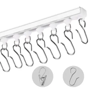 【FathersDayGift】 VEVOR Ceiling Curtain Track Set, 9.9 FT/3 Meter, Self Adhesive, No Drill Ceiling Track System for Curtains, Room Divider Curtain Track Ceiling Mounted for Living Room with Hooks and Hardware, White
