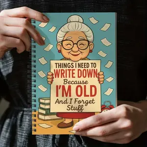 1 PC Spiral Password Notebook, Spiral Coil Notebook, Cartoon Granny Design, 70 Pages Internet Website Browser, Password Account Login, Senior-Friendly Organizer Planner, Spiral Bound Notebook, Spiral Notebook Journal