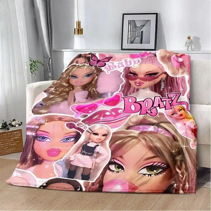 Bratz Y2K Girls Printed Blanket Ultra Soft Flannel Cozy Warm Bedroom Couch Sofa Home Picnic Travel Throw Decor Decorative Throw Perfect Birthday Gift Christmas Gift for Teens Girls Women Fans Fashion Doll Style