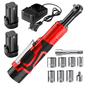 12V Cordless Electric Ratchet Wrench Set, 3/8" Drive Power Ratchet Tool with 2 Batteries & 8 Sockets