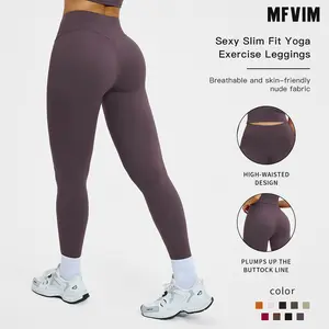 MFVIM Women’s High-Waisted Sports Leggings, Solid-Color High-Stretch Skinny Pants, Ladies Activewear for Indoor and Outdoor Use