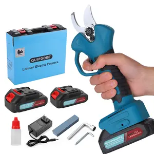 Cordless Electric Pruning Shears, 21V Rechargeable Pruner with 2 Batteries for Cutting Garden Trees, Branches, and Plants Shrubbery Trimmer Tool Kit Tool Box Portable Power