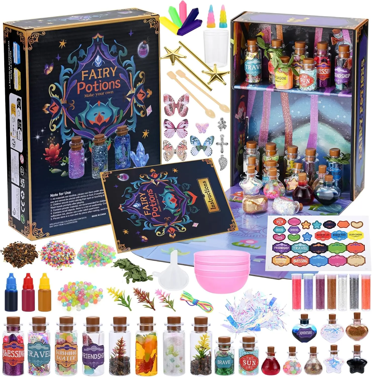 Halloween Fall Gift Fairy Magic Potion Kit for Kids – 22 Mixed Magic Wizard Potion Bottles, Halloween Christmas Decorations Birthday Gifts Toys for Girls Boys Ages 6 7 8 9 10 12+, Magical Workshop Craft Kits