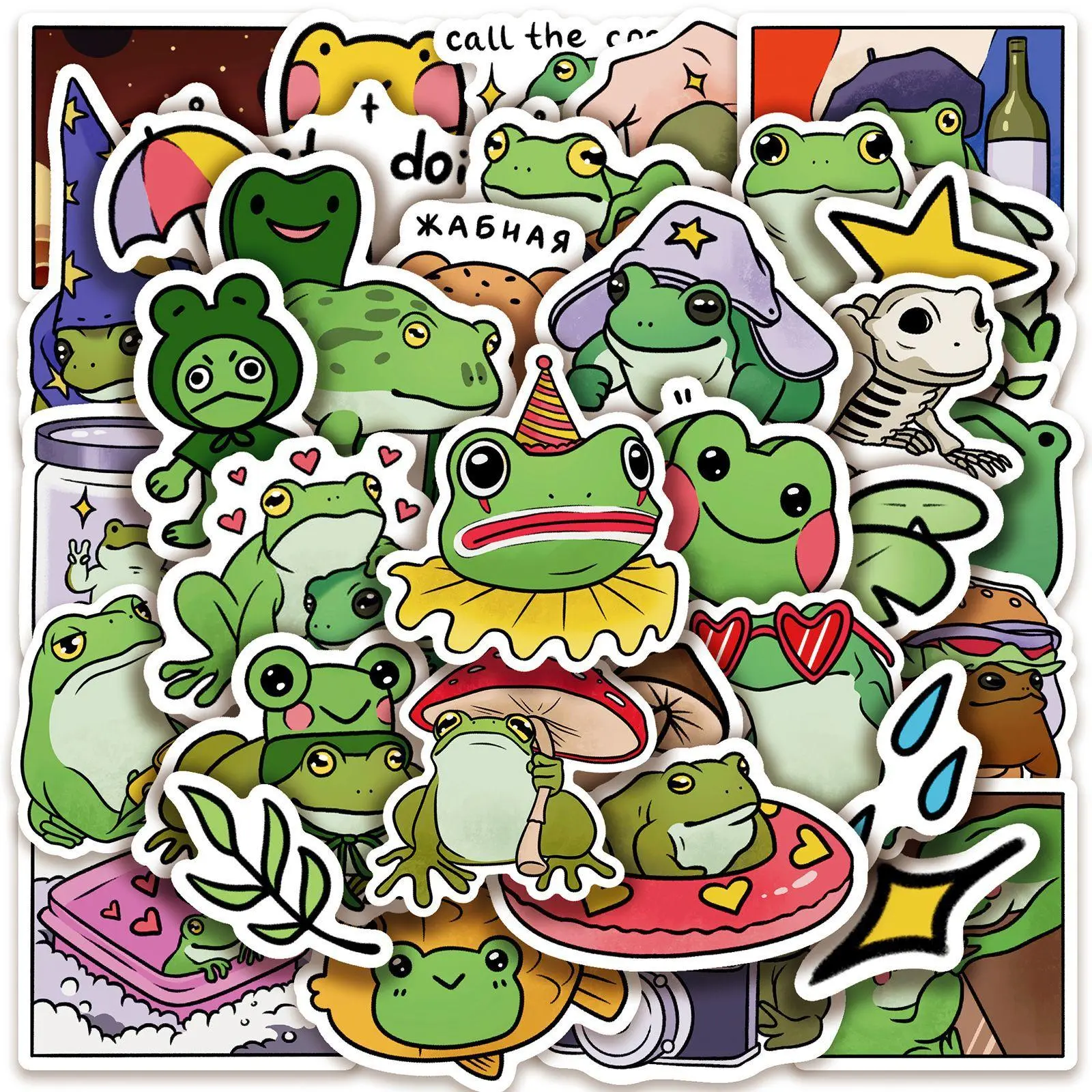 Frog Pattern Sticker, Cute Frog Decorative Sticker, Cute Animal Stickers, Decorative Sticker for Scrapbooking, Journaling, Gift Wrapping, Diy Decorative Stickers