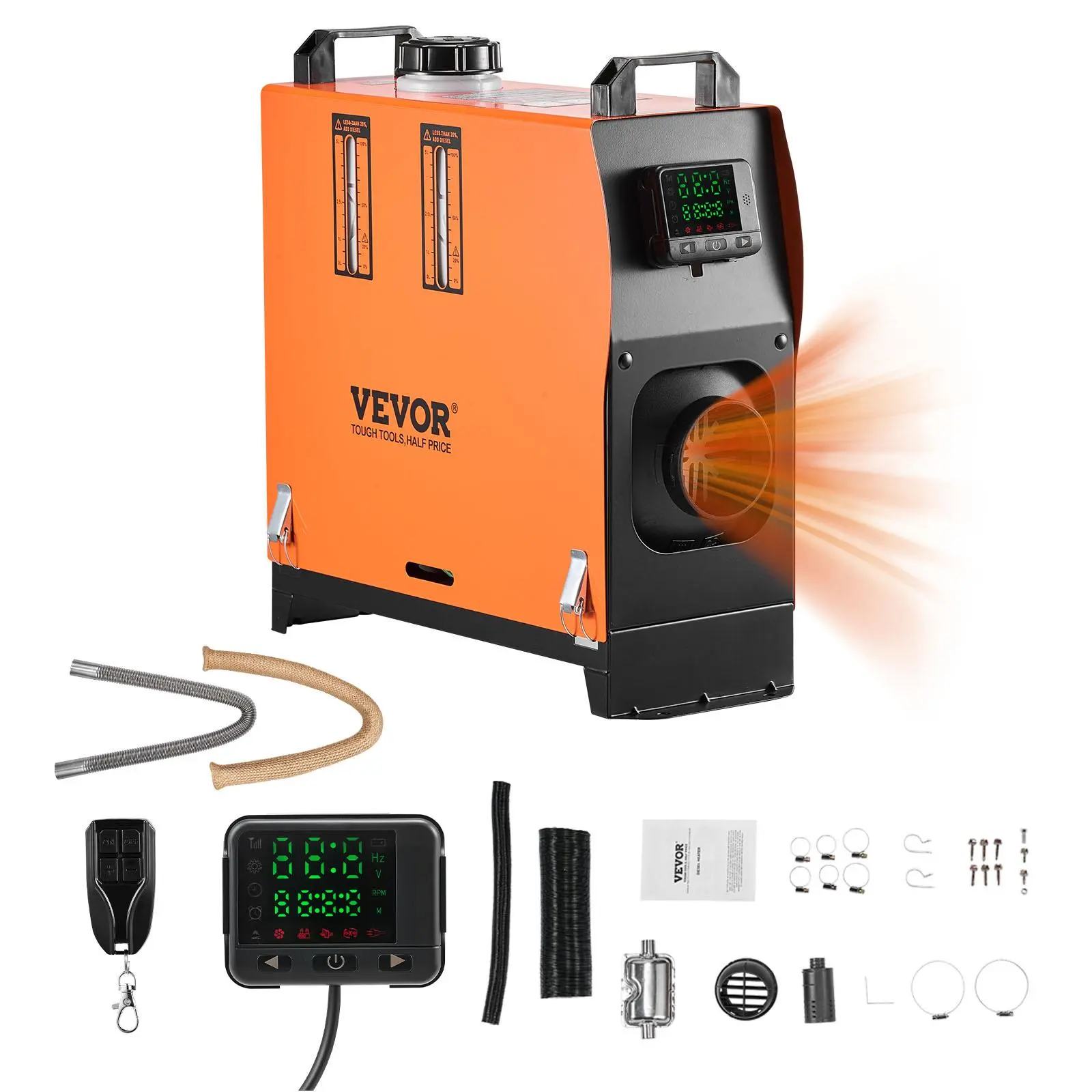 【summerfinds】VEVOR Diesel Air Heater, Fast Heating Diesel Parking Heater with Remote Control and Color Digital Display, Low Noise, Voice Announcement, for RV, Truck, Camper, Van, Boat and Trailer
