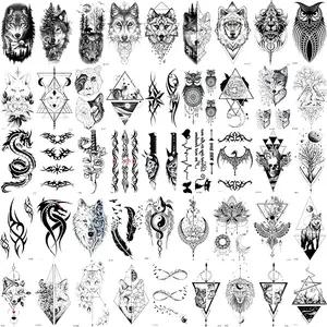 45 Waterproof Temporary Tattoo Stickers, Realistic Animal Totems, Includes Wolf Lion Tiger Eagle Designs, Body Art Decor for Men Women, Sticker Tattoos