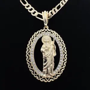 San Judas Necklace 14k Gold Plated Cross Pendant