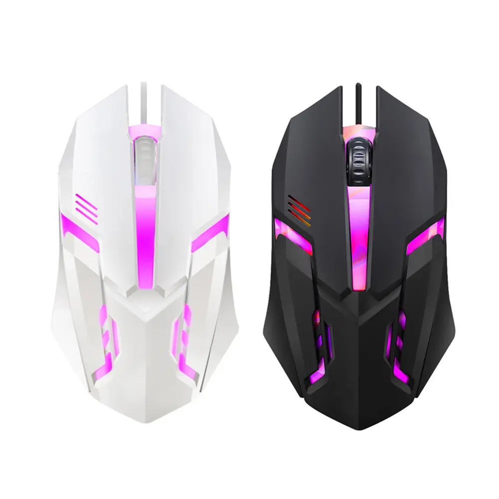 Ergonomic RGB Lighting Wired Gaming Mouse - 5000 DPI Optical Sensor, 3 Buttons, 1.4m USB Cable, Compact Design, E-Sports Peripheral for Gaming PCs, Laptops (Black/White), Wired Mouse, Light-Up