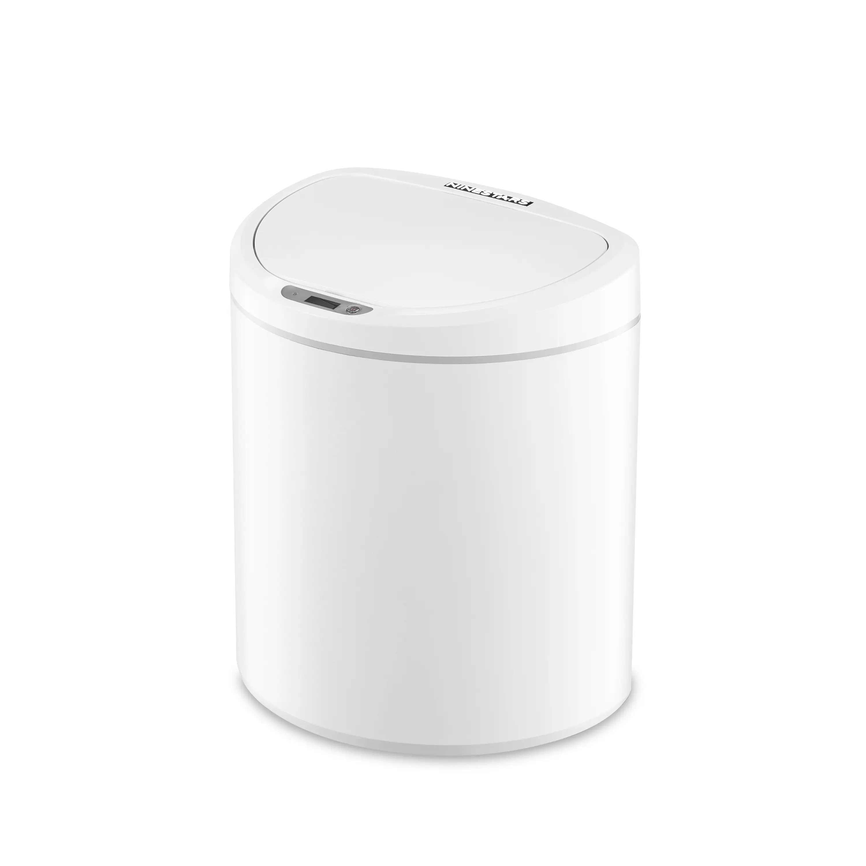 Ninestars 2.1 Gallon / 8 L Semi-Round Motion Sensor Trash Can, Small Automatic Touchless Trash Bin, Motion Sensor Trash Can, Waterproof, Fingerprint Proof,  Durable for Bedroom, office, bathroom, White Plastic