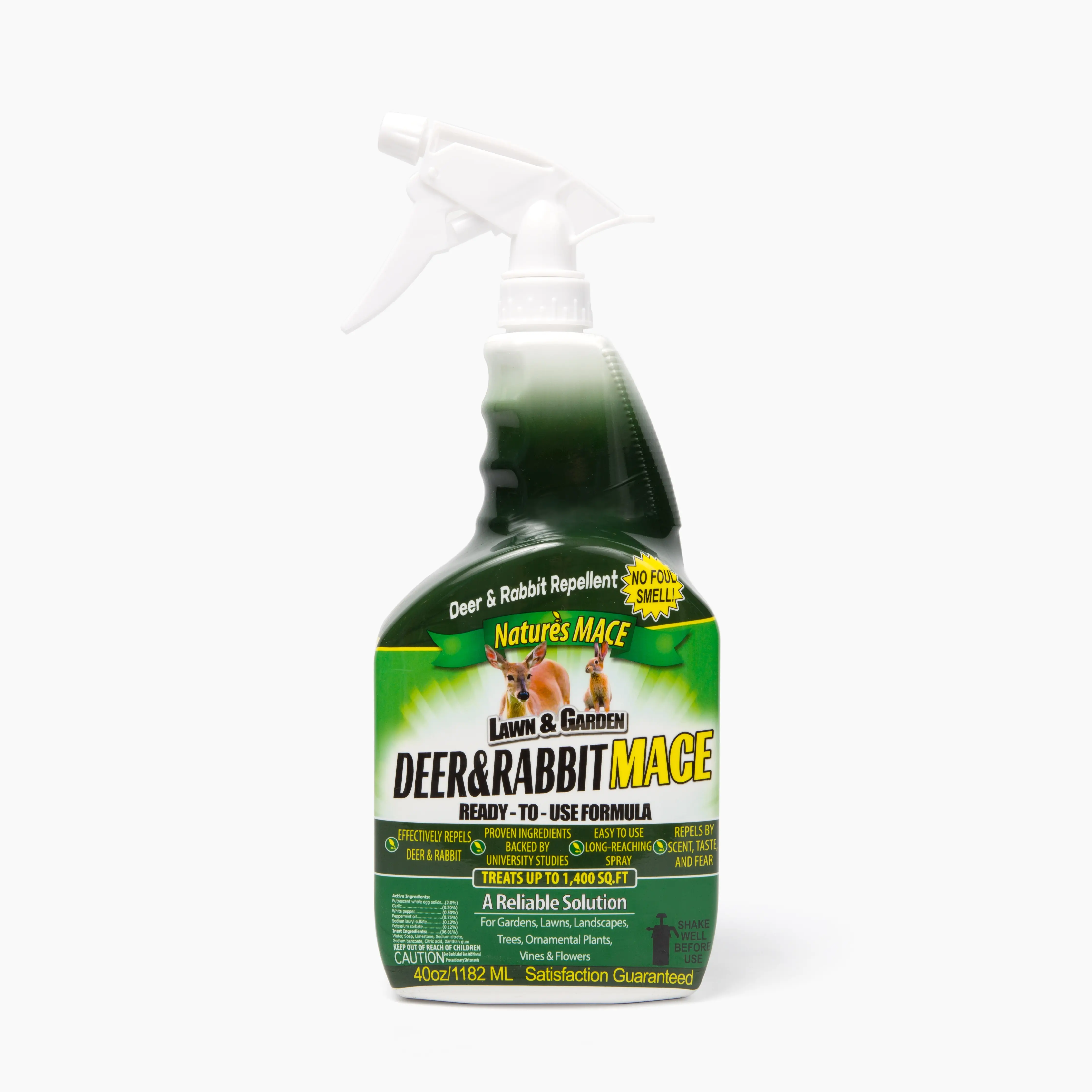 Nature's Mace Deer Repellent Spray - People, Pet & Plant Safe Deterrent for Gardens, Lawns, Flowers, Trees, Landscapes; Effective Against Rabbits for 7 Days