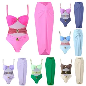 Miami Vice One Piece Cut Out Swimsuit + Skirt Set