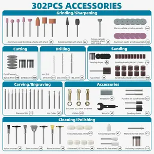 Rotary Tool Accessories Kit, 1/8-Inch Diameter Shanks Universal Fitment, Rotary Tool Bits for Cutting, Sanding, Grinding, Carving, Polishing, Drilling and Engraving