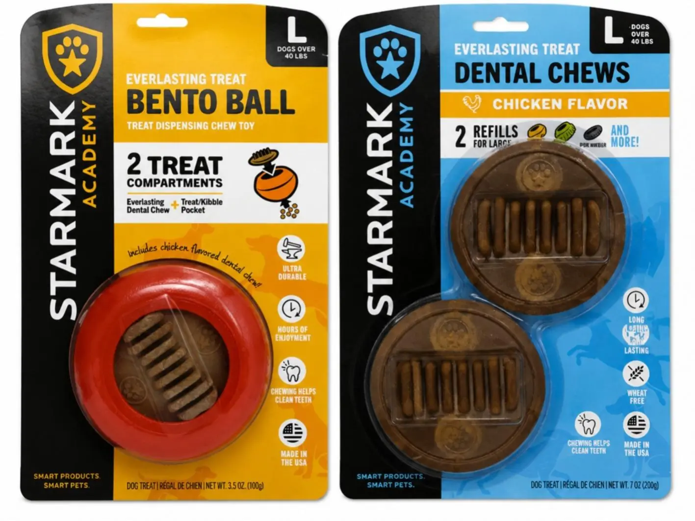 Starmark Everlasting Bento Ball & Everlasting Treat Bundle, Durable Treat Dispensing Chew Toy with Refill Treat, Interactive Dog Toy for Large, Medium & Small Dogs