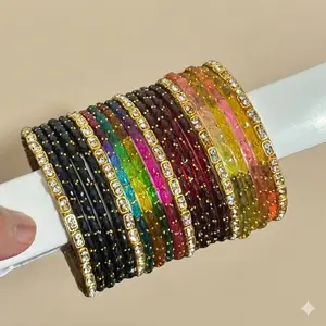 21 Pcs Raindrop Glass Bangle Set for Party and Wedding
