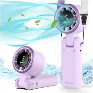 PLAYHOT Portable Turbo Fan 5-Speed Settings 4000mAh Battery 10-Hour Operation 3-in-1 Rechargeable Handheld Fan for On-the-Go Cooling Travelling Working