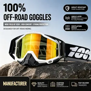 100% Off-Road Motorcycle Goggles, Motocross Goggles, Dirt Bike Goggles, Motorcycle Gear, Outdoor Cycling Windshield Glasses, Durable Protection for Riders, Perfect for Adventure Enthusiasts