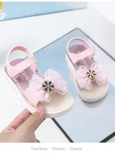 Girls' Summer Princess Bow Sandals, Cute PU Material, Anti-Slip Rubber Sole, Fashionable Slip-On Shoes for Kids, Sizes Small to Large