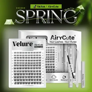 Velure | AiryCute Velour Luxe Collection Upgrade U Lashes with Ultra-Dense, Waterproof, Long-Lasting Lashes | Venus | Natural Daily | Beginner-Friendly DIY Lashes for a Flawless, Voluminous Look | Trendy & Must-Have Clusters