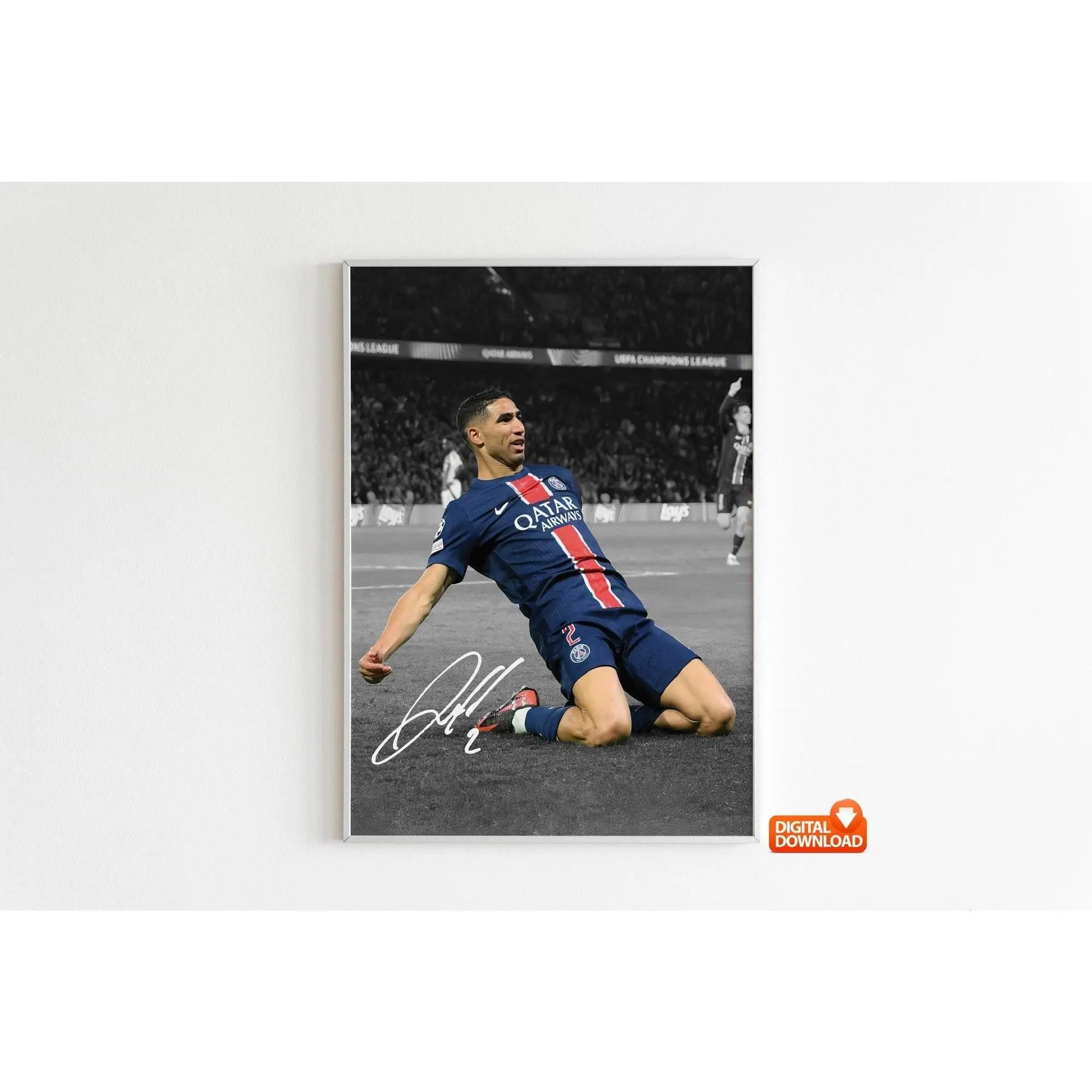 Achraf Hakimi Poster, Signed Football Poster( Unframed - Print Only )