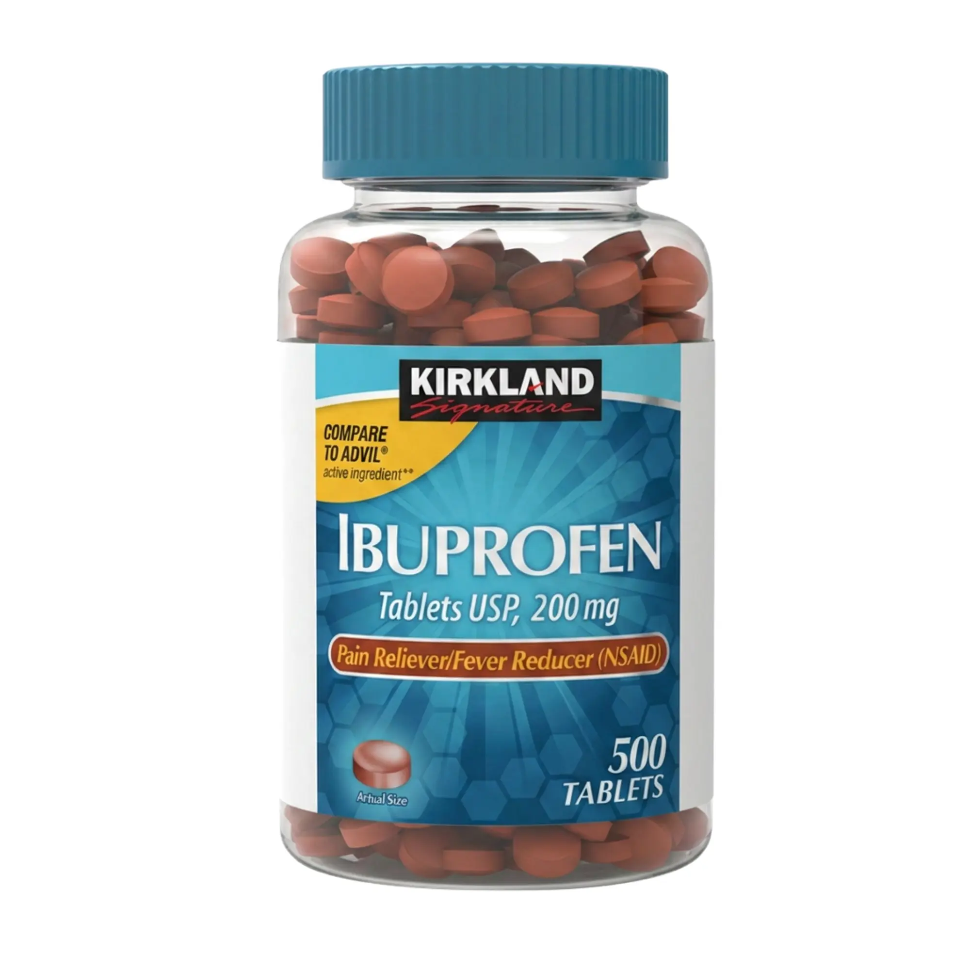 Ibuprofen 200 mg Tablets | Pain Reliever/Fever Reducer, Kirkland Signature 500 Count Ibuprofen 200 mg Tablets | Pain Reliever/Fever Reducer, Kirkland Signature 500 Count