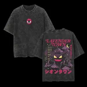 Retro 90s Gengar Ghost Lavender Town Legend Anime Tee Unisex Oversize Manga Heavyweight Cotton Short Sleeve Casual Streetwear Funny Graphic Top Stylish Menswear Womenswear Trendy Daily Anime graphic lover t-shirt graphic tees