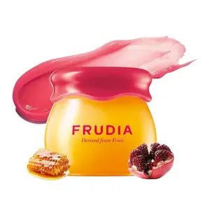 FRUDIA Pomegranate Honey Lip Balm, 3-in1 Lip Plumping, Hydrating, & Translucent Red Tinted Korean Lip Balm made with Pomegranate Extracts for Dry & Pale Lips