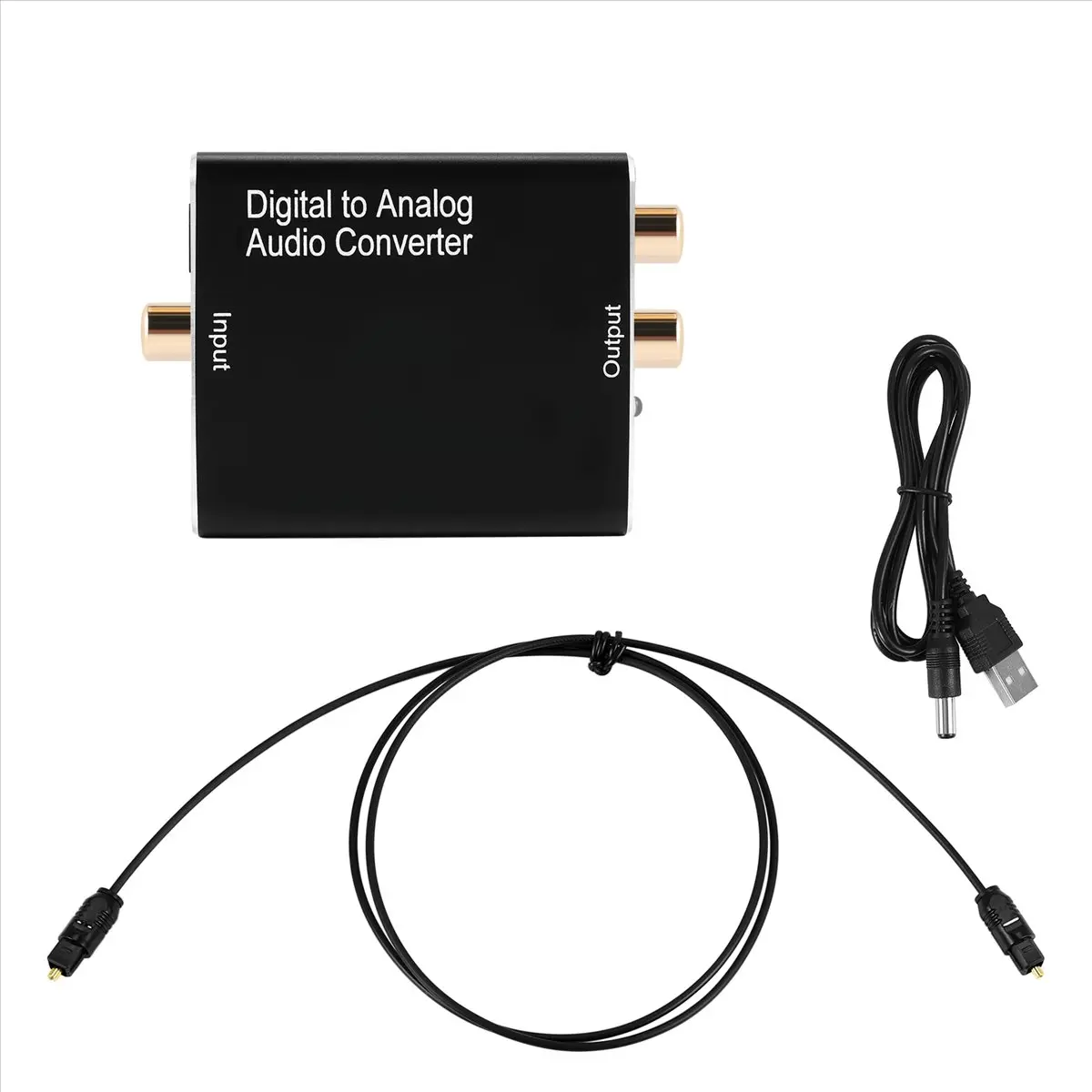 Digital to Analog Audio Converter (DAC) - Digital SPDIF Optical to Analog L/R RCA & 3.5Mm AUX Stereo Adapter for Automotive Headphones, Speakers, Cable, USB Device