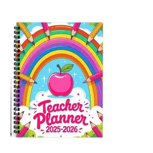 2026 Teacher Planner, Rainbow Pencil Apple Spiral Design, Essential Lesson Plan Tool, Organize Your Classroom Efficiently, Notebook Planner