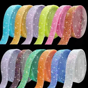 Transparent self-adhesive strips, with shiny stickers, Glitter Trim Ribbon, Sequin Sparkly Rhinestone, Rhinestone Embellished, suitable for DIY bracelets, earrings, craft decorations, wedding parties, mobile phone decorations, gift packaging, etc.