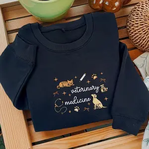 (Ship from US) EMBROIDERED Veterinary Medicine Sweater Collection, Large Animal/Small Animal/ Exotic Animal Shirt, Veterinarian Icons Sweatshirt, Veterinary Nurse , Vet St, Gift For Her Womenswear