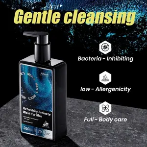 Fuyanjie Men's Intimate Wash PH Balanced for Sensitive Skin Refreshing Hydrating Gentle Cleanser Plant Based Formula Daily Hygiene Long Lasting Freshness Deodorizing Cleansing 260ml