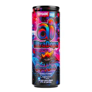 Ai UltraDopa Dopa Cola [Ready to Ship] - Nootropic Energy Drink - Sugar Free, 225mg Caffeine, Enhanced Focus, Energy and Alertness, 12 cans x 12 fl oz