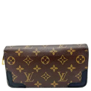 Pre-owned Louis Vuitton Canvas Clutches & Wristlets Retiro Monogram Zippy Wallet Black