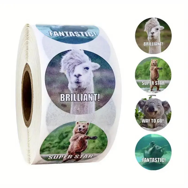 Cartoon Animal Pattern Sticker, 500pcs/roll Cute Multi-purpose Sticker for DIY Craft, Decoration, Hand Account