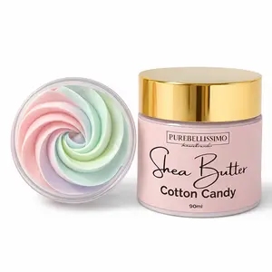 PUREBELLISSIMO Whipped Shea Body Butter Cotton Candy 90ml Luxurious Moisturizing Cream for Soft Skin with Rich Shea Butter