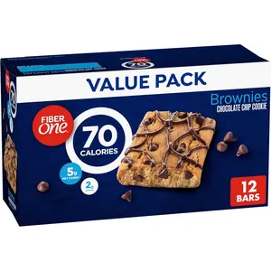 70 Calorie Brownies, Chocolate Chip Cookie Snack Bars, 2g Sugar, Value Pack, 12 Ct, 10.6 oz