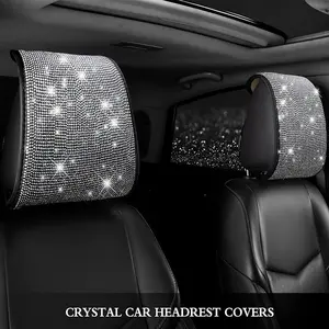 Rhinestone Decor Car Headrest Cover, Car Headrest Protector, Car Interior Accessories for Women & Girls, Universal Car Interior Decoration
