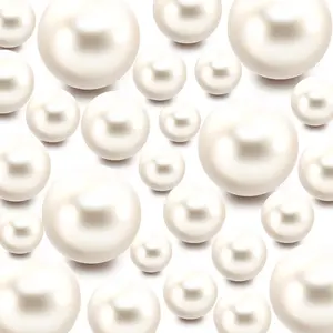 100 Pieces No Hole Floating Pearls Beads and 500PCS Floating Beads for Vases Centerpiece Home Decor Wedding Party Table Makeup Brush