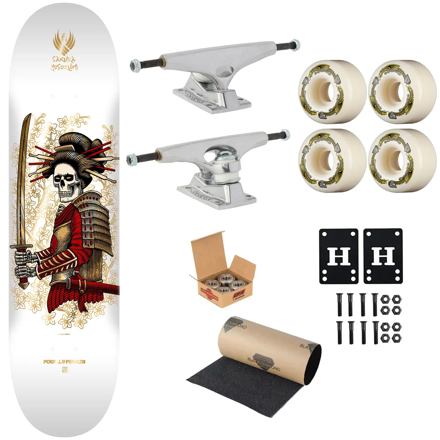 Powell Peralta Premium Flight Skateboard Yosozumi Onna-Bugeisha 8.25" Krux Trucks, Dragon Formula Wheels, Independent Bearings