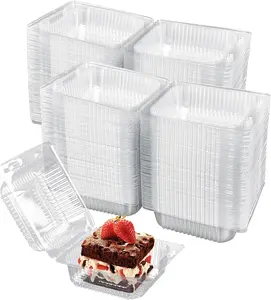 Disposable Thick Bakery Box, High Clarity PET Pastry Container with Lid, Food Safe Cake Box for Cupcakes Brownies – For Women Men Home Party Bakery Gift