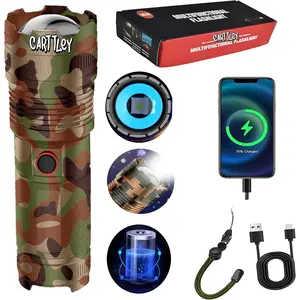USB Rechargeable Zoomable LED Tactical Flashlight,Super Power Police Camping/Home/Outdoor Portable Solar  handheld Super Bright Torch Lighting Design,outdoor camping supply