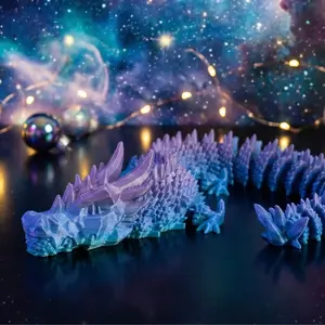 3D Printed Articulated Toothblade Dragon Desk Statue with Movable Jaw Rainbow Colors Colored Eyes Optional Many Beautiful Colors
