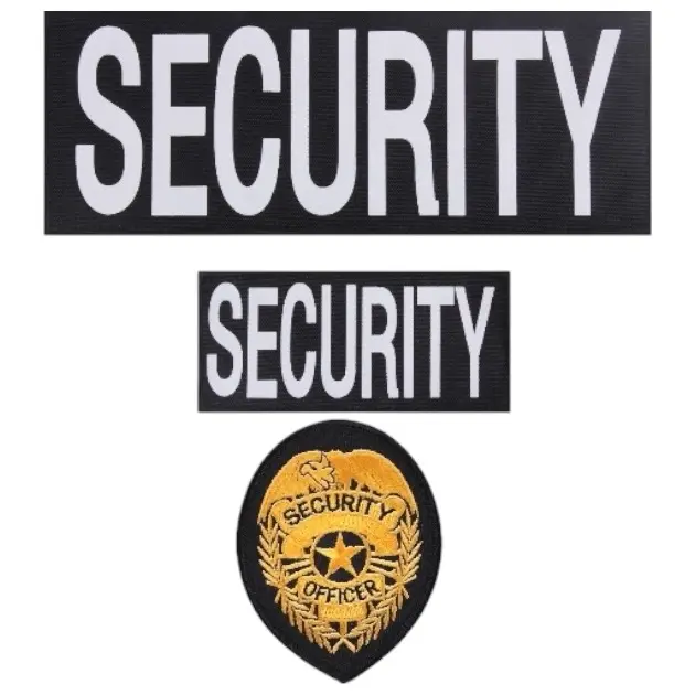 Rothco Security Patches & Officer Badge Set - Adults, Cotton, 2 Sizes, 2.5in x 5.75in, 4in x 10.75in, High-Vis Black & White, ISO-Certified Durable Polyester, All-Weather Conditions, Hook Back Attachment