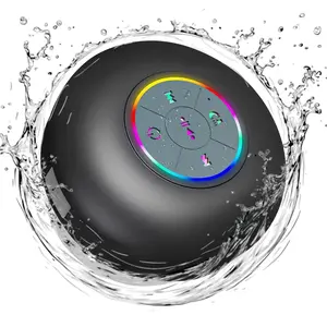 Bluetooth Shower Speaker with LED – Portable Wireless Mini Speaker with Mic & Suction Cup, IPX4 Water Resistant for Shower, Travel, Pool, River Floating, and Outdoor Fun