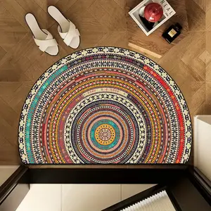 1 Piece Soft Comfortable Non-slip Rug, Area Rug, Bohemian Style Rugs, Semi-circular Floor Mat, Vintage Bohemian Pattern Design, Easy To Clean and Machine Washable, Multi-purpose for Entrance, Bathroom, Kitchen Decoration, Home Decorative Rug
