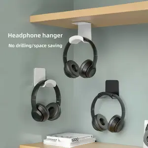 Wall-Mounted Headphone Stand without Drilling, Adhesive Under-Desk Hanger for Gaming Headsets