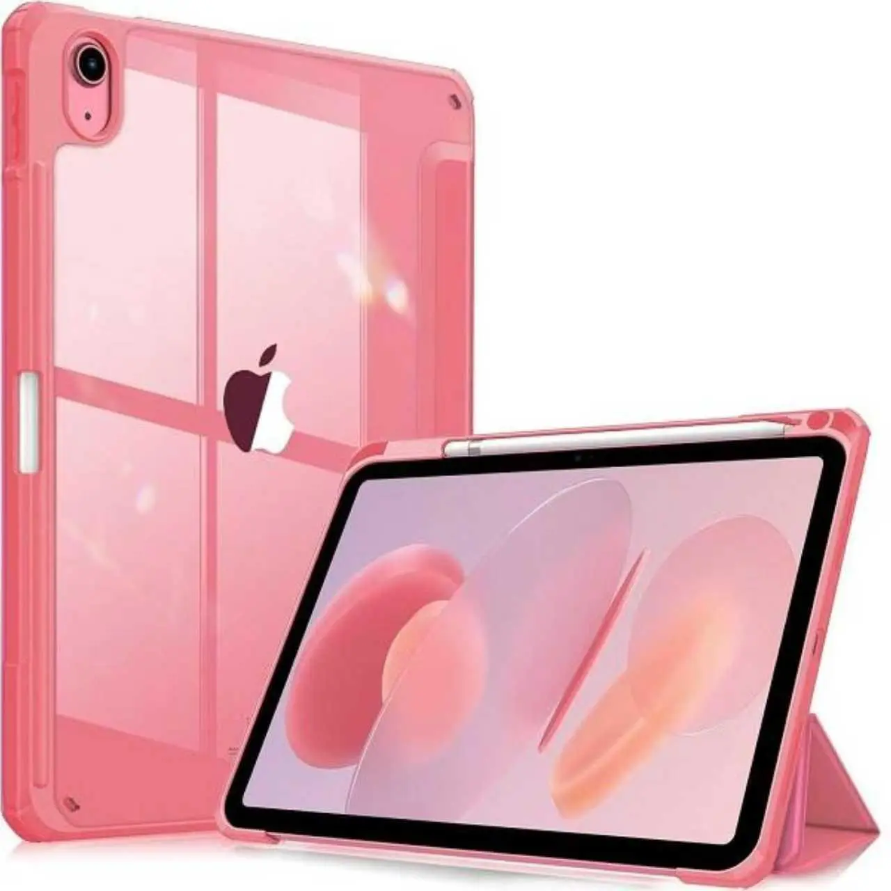 PBSEV iPad Case for iPad A16 11th Gen & iPad 10th Gen, 10.9" Protection Durable Shockproof Tablet Casing, Cover with Crystal Clear Back, Pencil Holder, Auto Wake/Sleep Protective Shell,iPad decor, Pink Girly iPad Case& Marine Blue