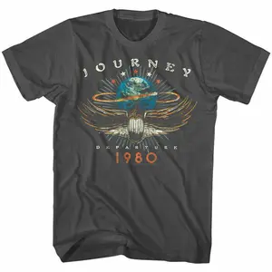 Journey Departure Music Tour 1980 T-Shirt For All Fans S-4XL Boxy Garment-Dyed Grin Fang Shirt shirts women