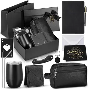 Best Father Day 2026 Gifts 13 Pcs Birthday Gifts for Men Thank You Gift Basket 12 oz Stainless Steel Tumbler Leather Toiletry Bag for Him Anniversary Present for Dad, Boyfriend, Husband, Brother